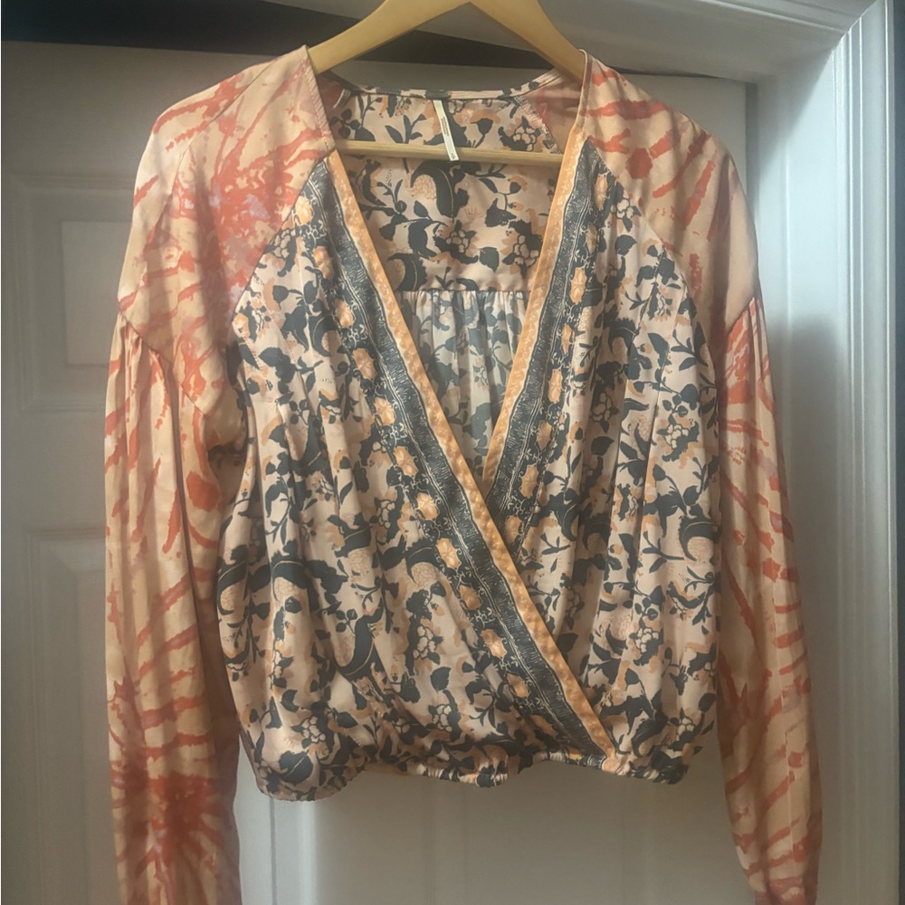 Free People Multicolor Boho Wrap Blouse